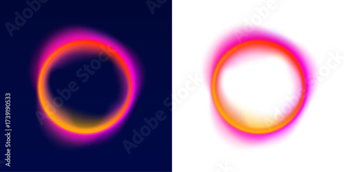 Glowing circle gradients with smooth transitions and light bursts create an ethereal aura, ideal for digital art, UI backgrounds, and futuristic interfaces. PNG