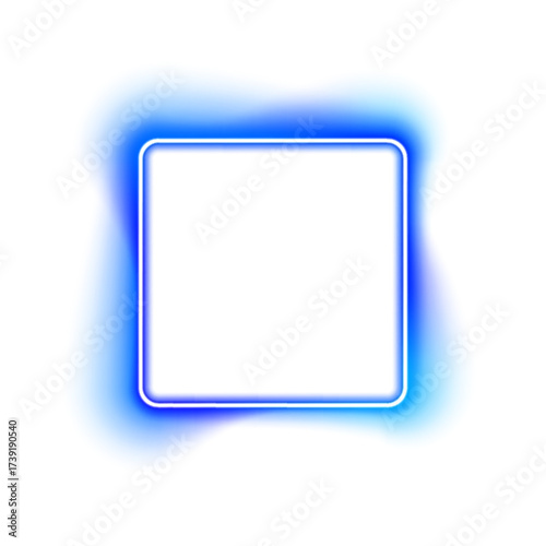 Glowing blue neon square frame with soft gradients and futuristic light effects. Perfect for banners, web design, and digital artwork. The vibrant glow stands out on dark backgrounds. PNG