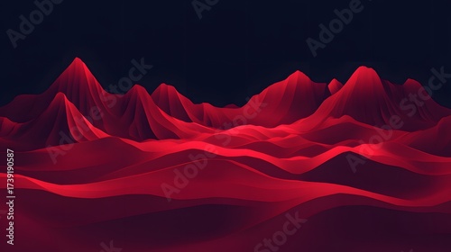 Abstract red landscape background with wave texture and dark background