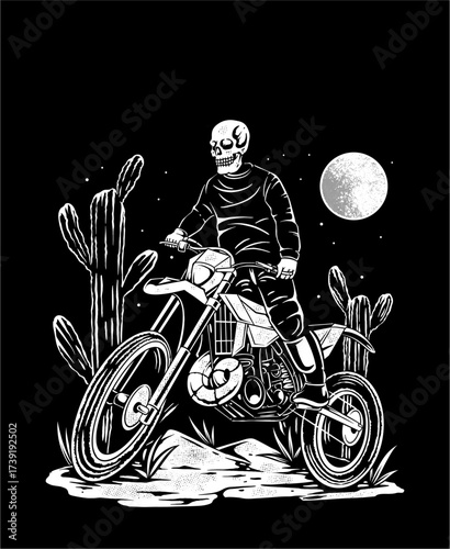 vintage retro illustration for motocross bike