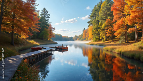 AutumnLakeDockBoats