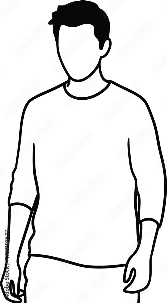 Fototapeta premium Line art illustration of a standing man, showcasing minimalist design and clean vector graphics for modern visual communication.