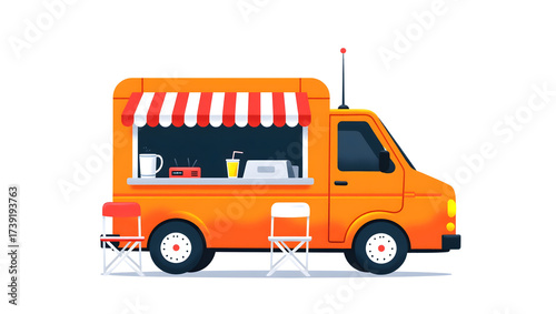 OrangeFoodTruckWithServiceArea