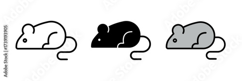 Mouse animal icon standing upright with a small hat. stroke, filled and colored concept on whit background.