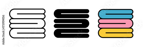 Neat fold clothes icon vector design template on white background with stroke, filled and colored concept.