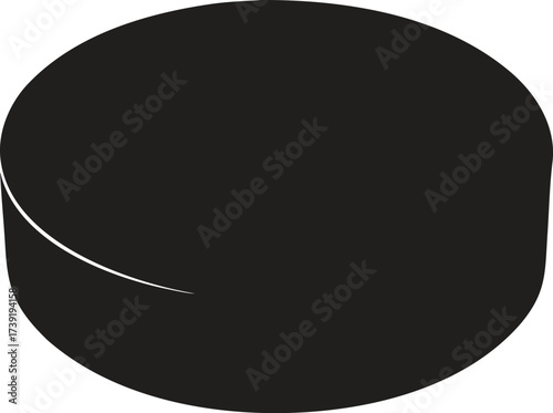 Photography Ice Hockey Puck Silhouette, Vector Icon Symbol for Winter Sports and Competition