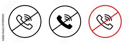 No call sign Turn off phone icon. Phone call not allowed sign . Vector illustration with stroke, filled and colored concept.