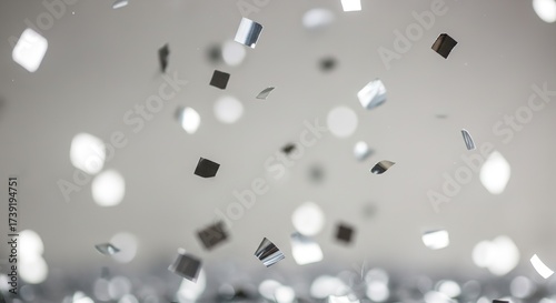 Celebratory Silver Confetti Shower - A Festive and Sparkling Occasion.