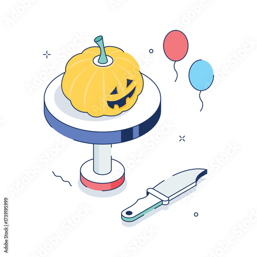 An eye catching illustration of halloween celebration in isometric style