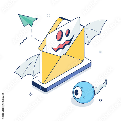Take your hands on this amazing spooky email illustration in isometric style