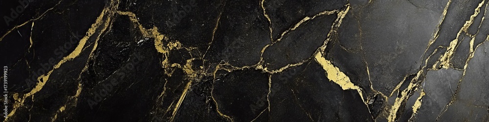 Obraz premium Luxurious Black and Golden Marble Surface with Majestic Textures for Elegant Interior Designs