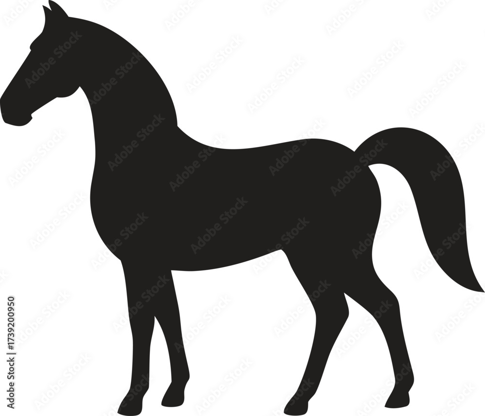 Obraz premium Black Horse Silhouette Icon – Farm Animal Vector for Equestrian and Wildlife Design