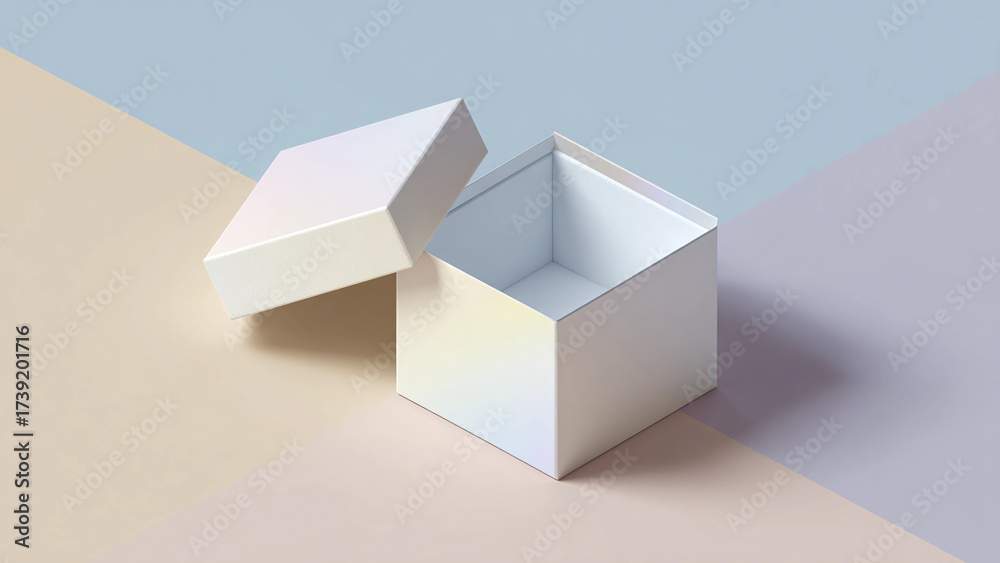 Foto Rigid box packaging mockup, isometric angle, placed on smooth pastel background