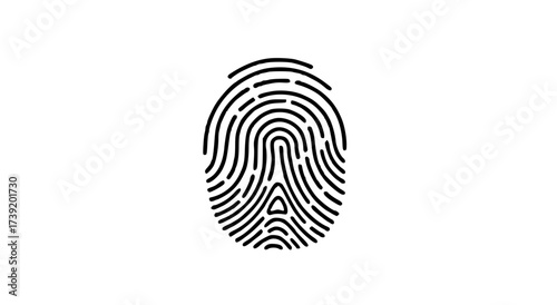 Isolated black and white fingerprint graphic representing identity and security, on a clean white background.
