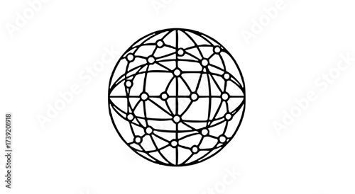 A stylized globe illustration depicting a network of interconnected points and lines, suggesting global communication or connectivity.