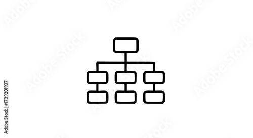A simple flowchart diagram with one top-level rectangle connected to three lower-level rectangles, all outlined in black on a white background.