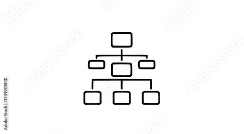 Simple organizational chart diagram depicting hierarchical structure, with connected boxes.