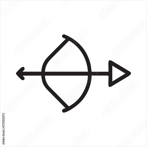 Long Bow and Arrow Icon Archery Line Art SVG Vector