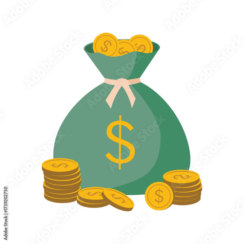 Money bag with coin
