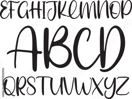 Elegant handwritten script vector alphabet A-Z. Calligraphy style capital letters perfect for logos, invitations, posters, wedding design, and modern creative typography.