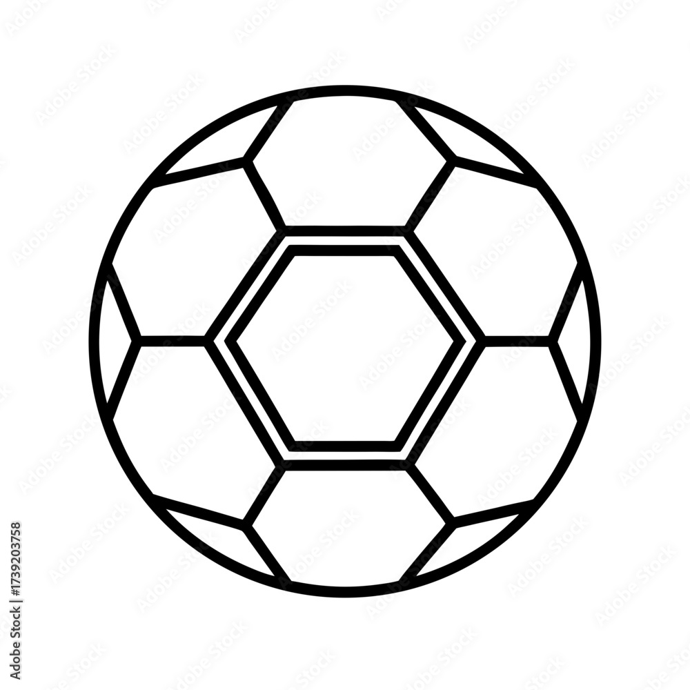 Fototapeta premium Outline drawing of a classic soccer ball on transparent background
