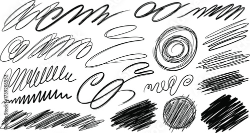 Collection of hand drawn scribble lines and doodles, perfect for adding a touch of artistic flair to any design project.