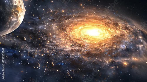 Outer space galaxy planets night sky