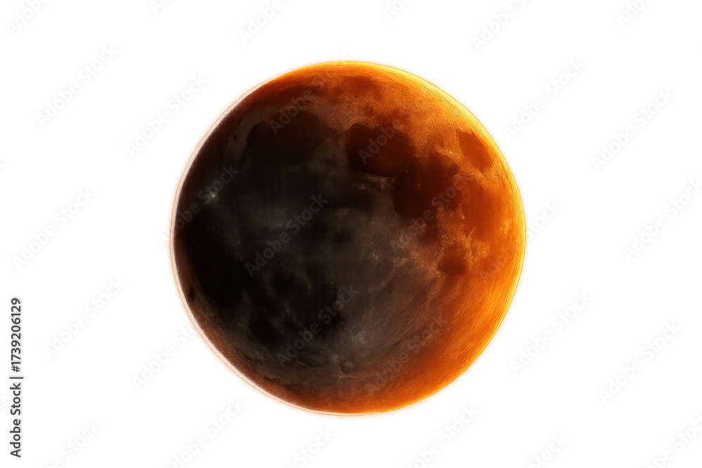 Fototapeta premium Blood moon glowing orange during lunar eclipse