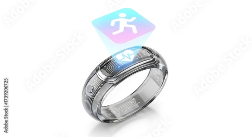 futuristic metallic magnetic bracelet with hologram