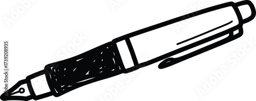 A hand-drawn pen illustration in black and white, perfect for creative projects, writing concepts, and educational materials.