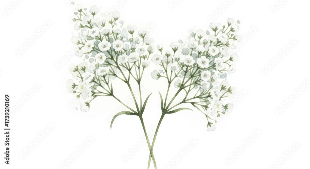 Fototapeta premium Delicate white baby s breath flowers in a natural arrangement