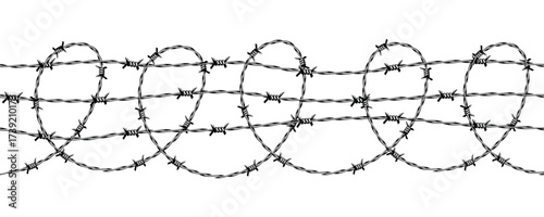 Seamless barbed wire fence. Barbed wire  border. 