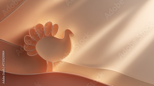 Minimalist turkey outline on warm gradient background.