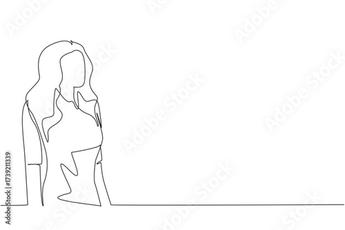 Single continuous line drawing woman with red hair. Stay beautiful with any model and hair. The first impression is always tempting. Perfection. World Redhead Day. One line design vector illustration