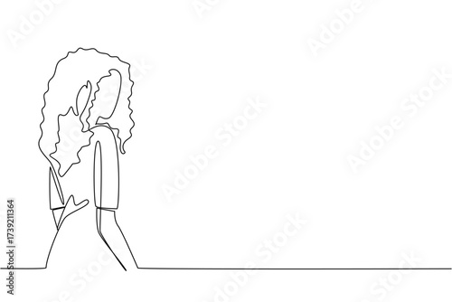 Continuous one line drawing woman with red hair. Stay fashionable. Stay stunning. Such stunning beauty. Her beauty is like a princess. World Redhead Day. Single line draw design vector illustration