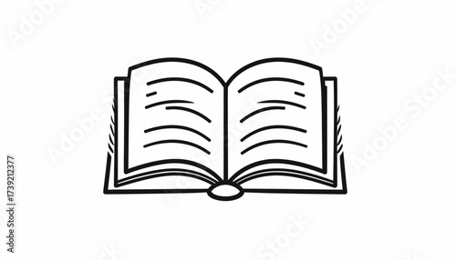 Line Art Depiction of an Open Book A Symbol of Knowledge, Learning, and Educational Resources