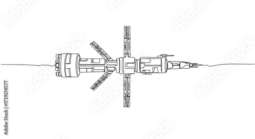 Vector illustration of a space station cross-section view  