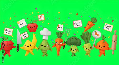 Cartoon Vegetables with Faces and Accessories