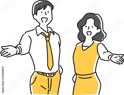 案内する男女社員