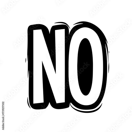 Bold NO lettering silhouette vector – comic style block text word for denial, rejection or prohibition sign