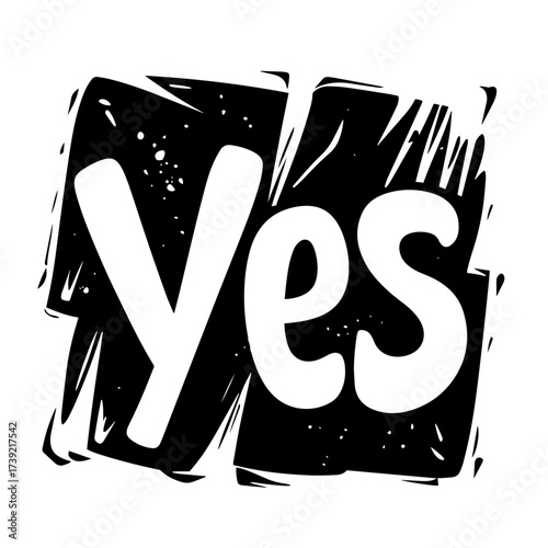Bold YES lettering silhouette vector – comic style block text word for affirmation, approval or agreement sign