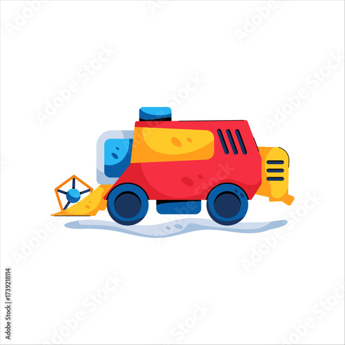 Modern Colorful Harvester Machine Vector Illustration