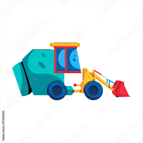 Colorful Excavator Construction Vehicle Illustration