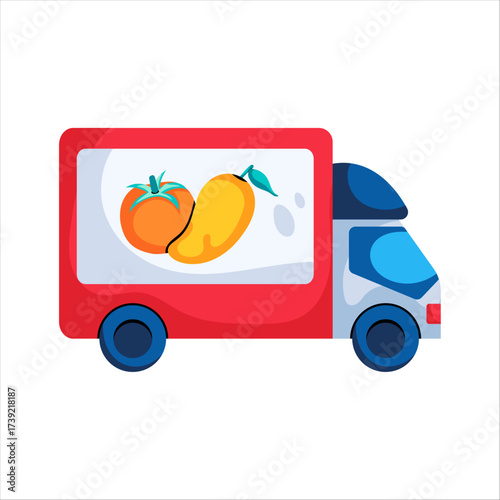 Food Delivery Truck – Fresh Produce Vector Illustration