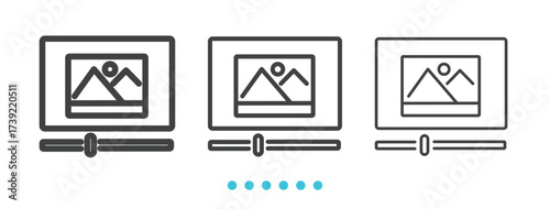 Video Player Icon. Thin linen icon vector.