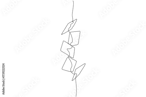 Single one line drawing a pile of the square biscuits flying around a little irregularly. Crispy and delicious in the mouth. Snack. National Biscuit Day. Continuous line design graphic illustration
