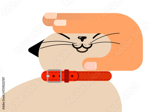 撫でられる猫のイラスト