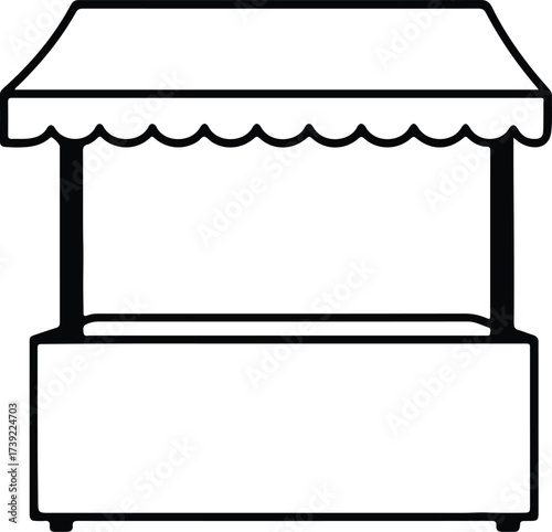 Vector silhouette food stand market stall outline illustration