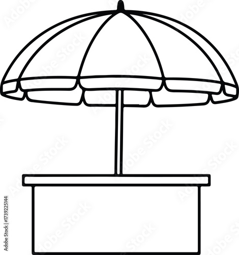 Vector silhouette of a beach umbrella kiosk illustration