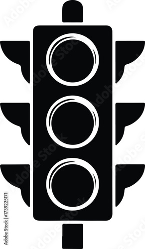 Vector silhouette of a black traffic light illustration